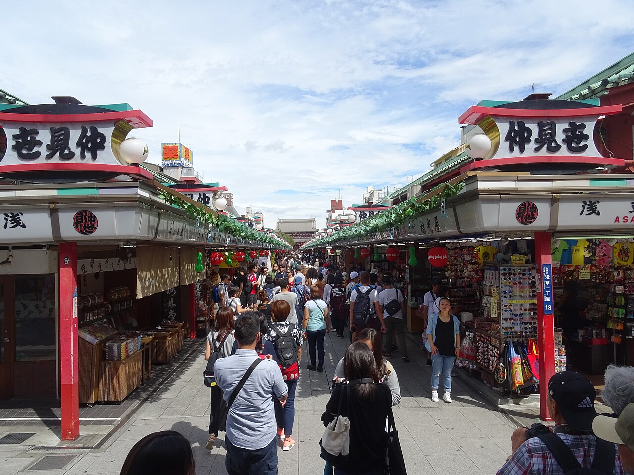 Shops along Nakamise shopping street in Asakusa, Tokyo